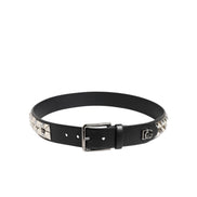 Dolce & Gabbana Black Studded Silver Buckle Belt