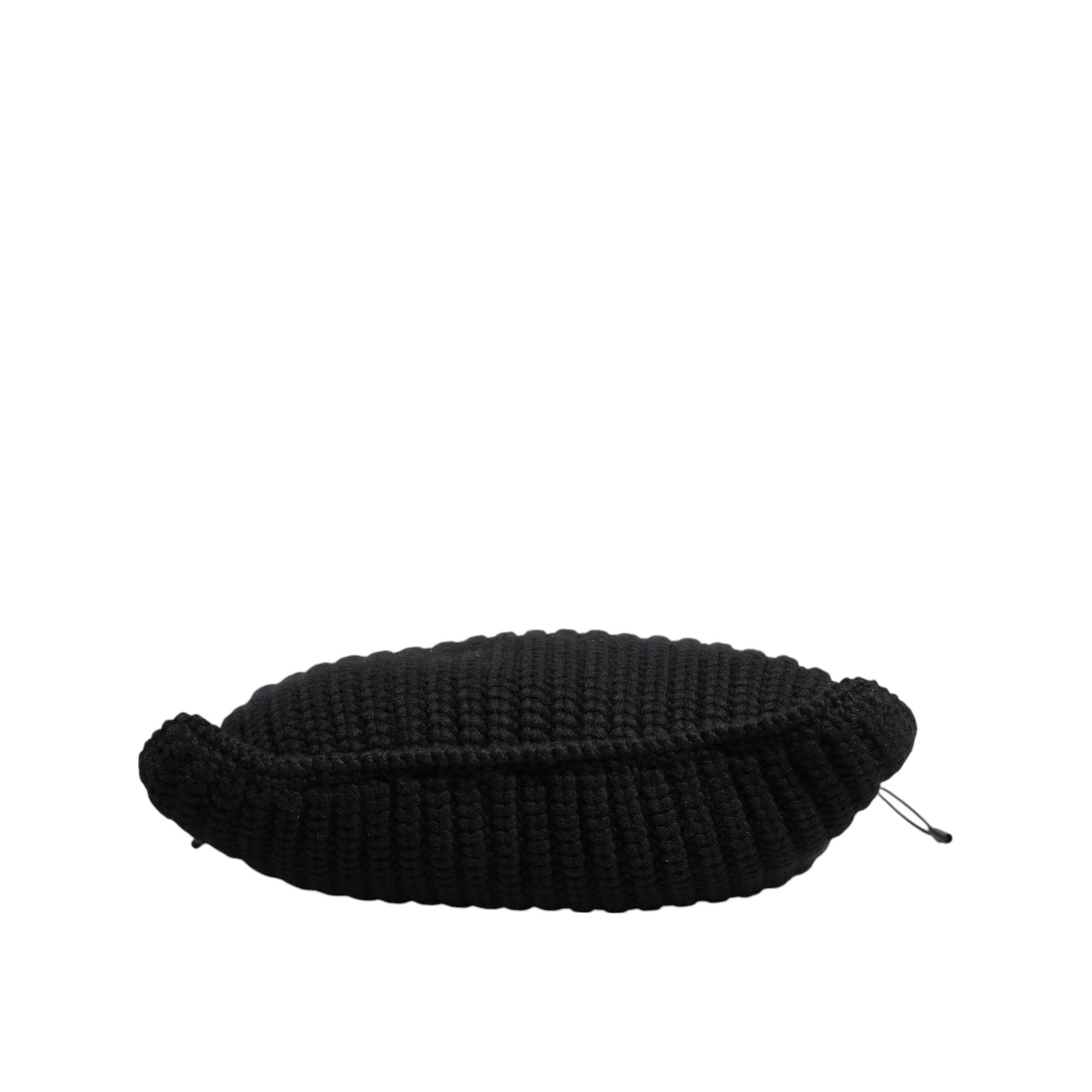Dolce & Gabbana Black Cashmere Knitted Leather Shoulder Bag