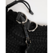 Dolce & Gabbana Black Cashmere Knitted Leather Shoulder Bag