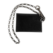 Portofel Dolce & Gabbana din piele neagră Cavallo cu lanț și închidere prin capse, bifold, cu suport pentru carduri