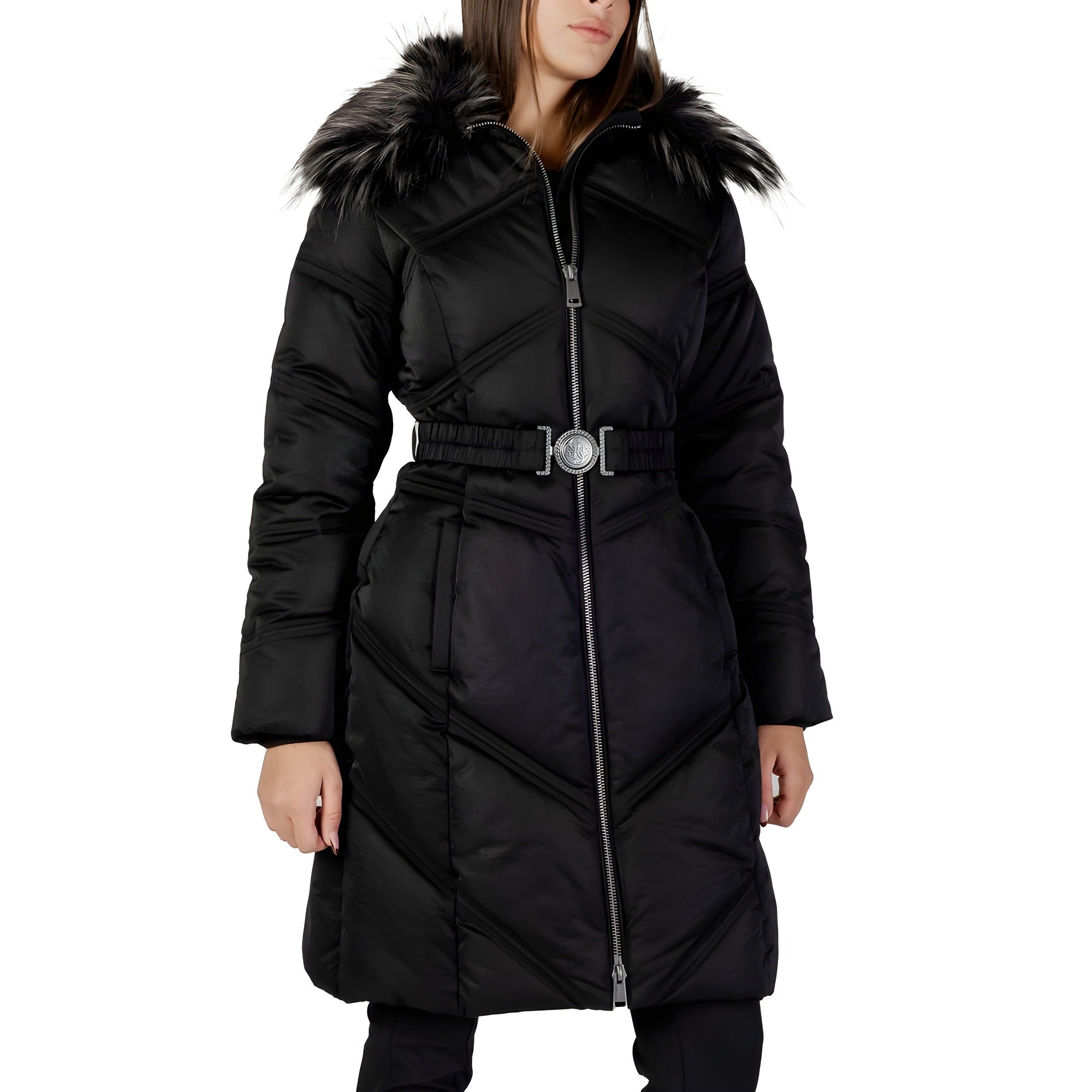 Palton negru de bumbac Guess