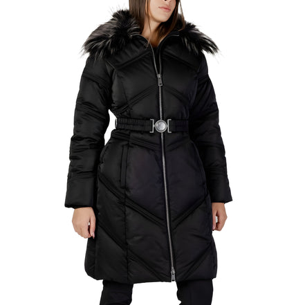 Palton negru de bumbac Guess