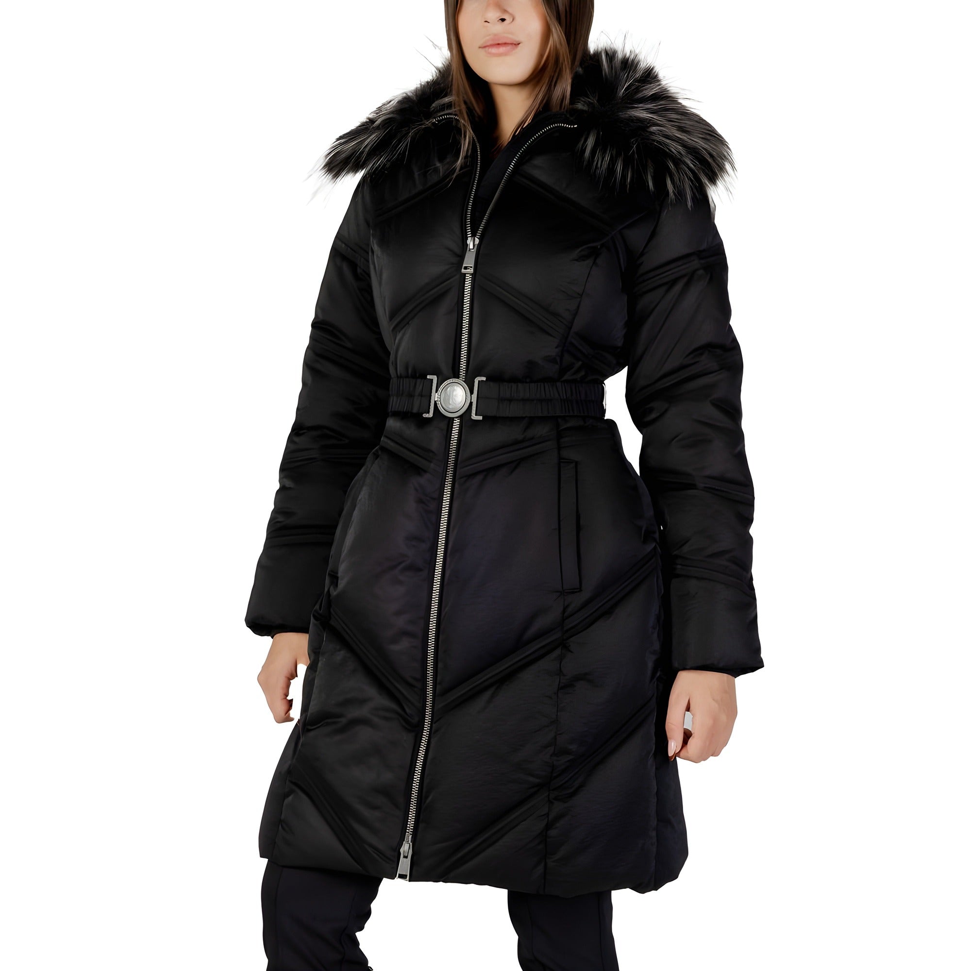Palton negru de bumbac Guess