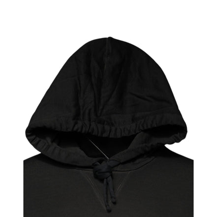 Dolce & Gabbana Black Cotton Hooded DG Shield Sweater