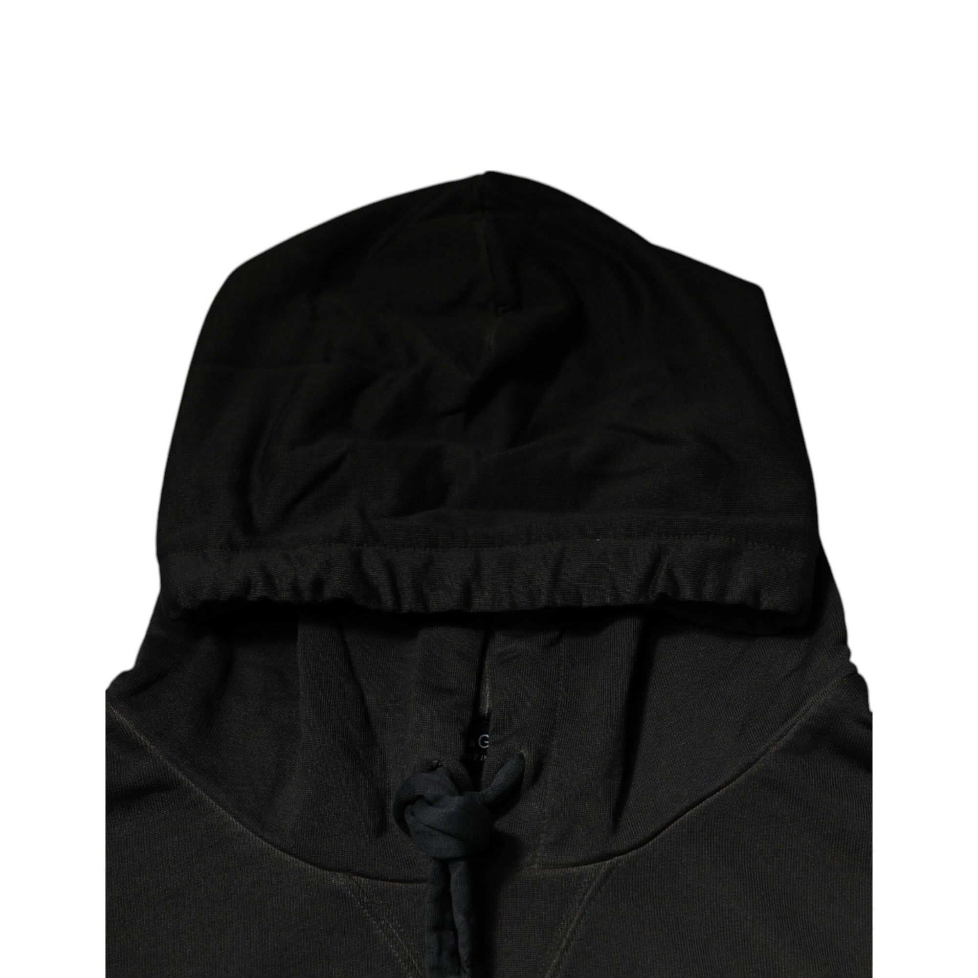 Dolce & Gabbana Black Cotton Hooded DG Shield Sweater