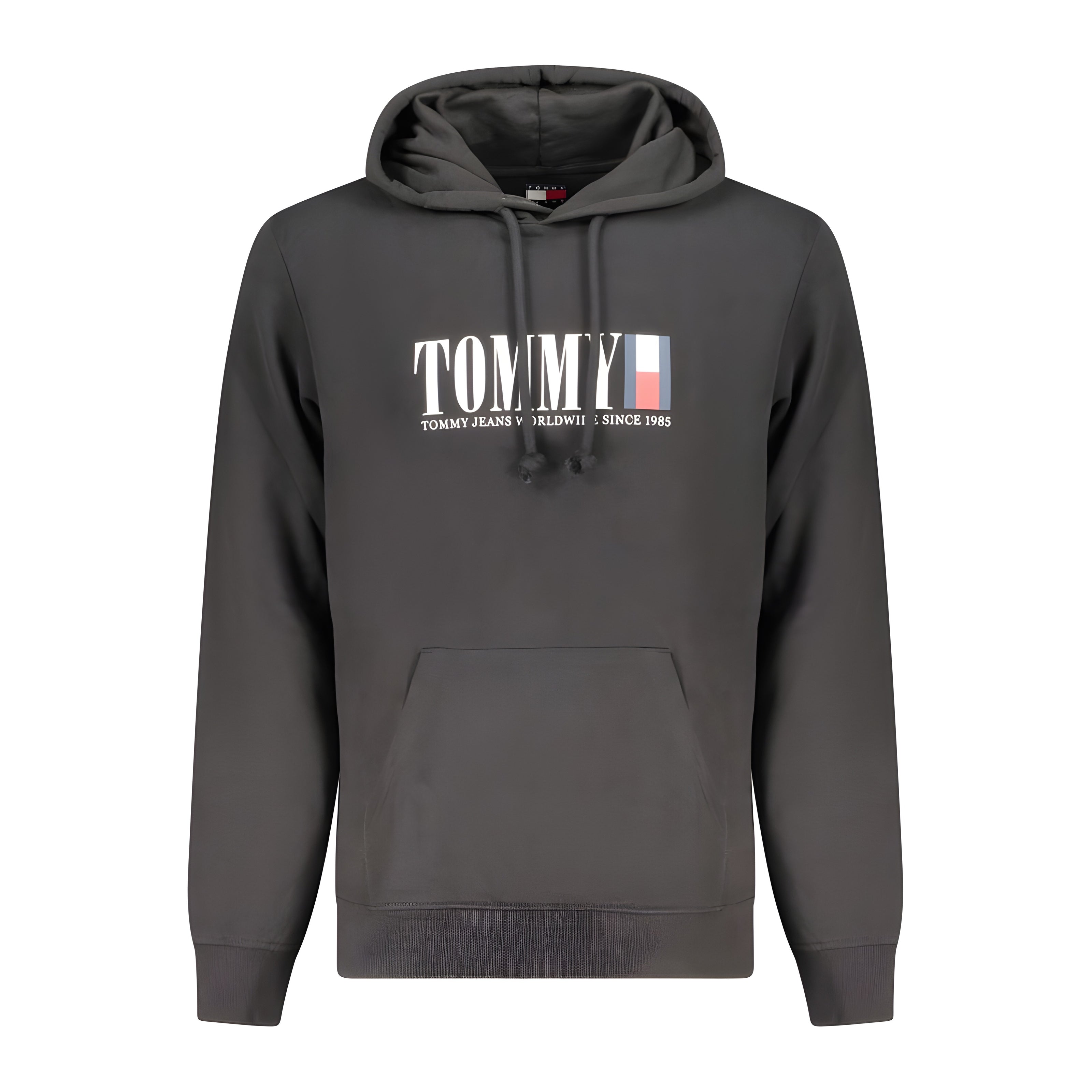 Tommy Hilfiger Bluză cu glugă neagră din bumbac