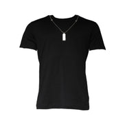 Tricou Dolce & Gabbana negru din bumbac, cu guler împodobit