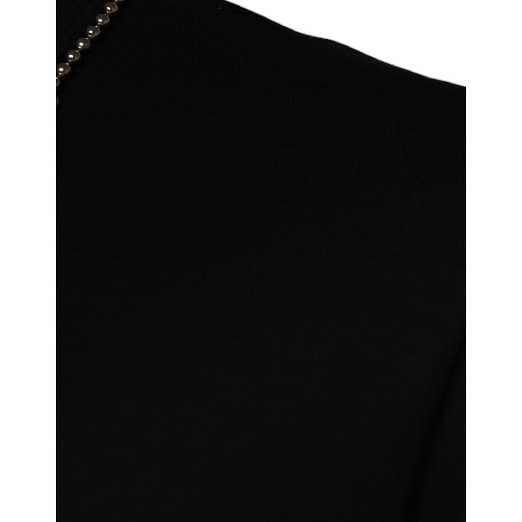 Tricou Dolce & Gabbana negru din bumbac, cu guler împodobit