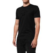 Dolce & Gabbana Black Cotton Velvet Logo Print T-Shirt