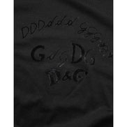 Dolce & Gabbana Black Cotton Velvet Logo Print T-Shirt