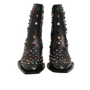 Dolce & Gabbana Cizme Scurte Negre Împodobite cu Cristale