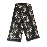 Dolce & Gabbana Black Dog Print Modal Wool Wrap Foulard 178cm X 63cm Scarf