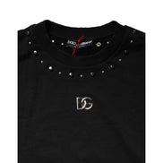 Dolce & Gabbana Black Embellished Cotton Sweatshirt