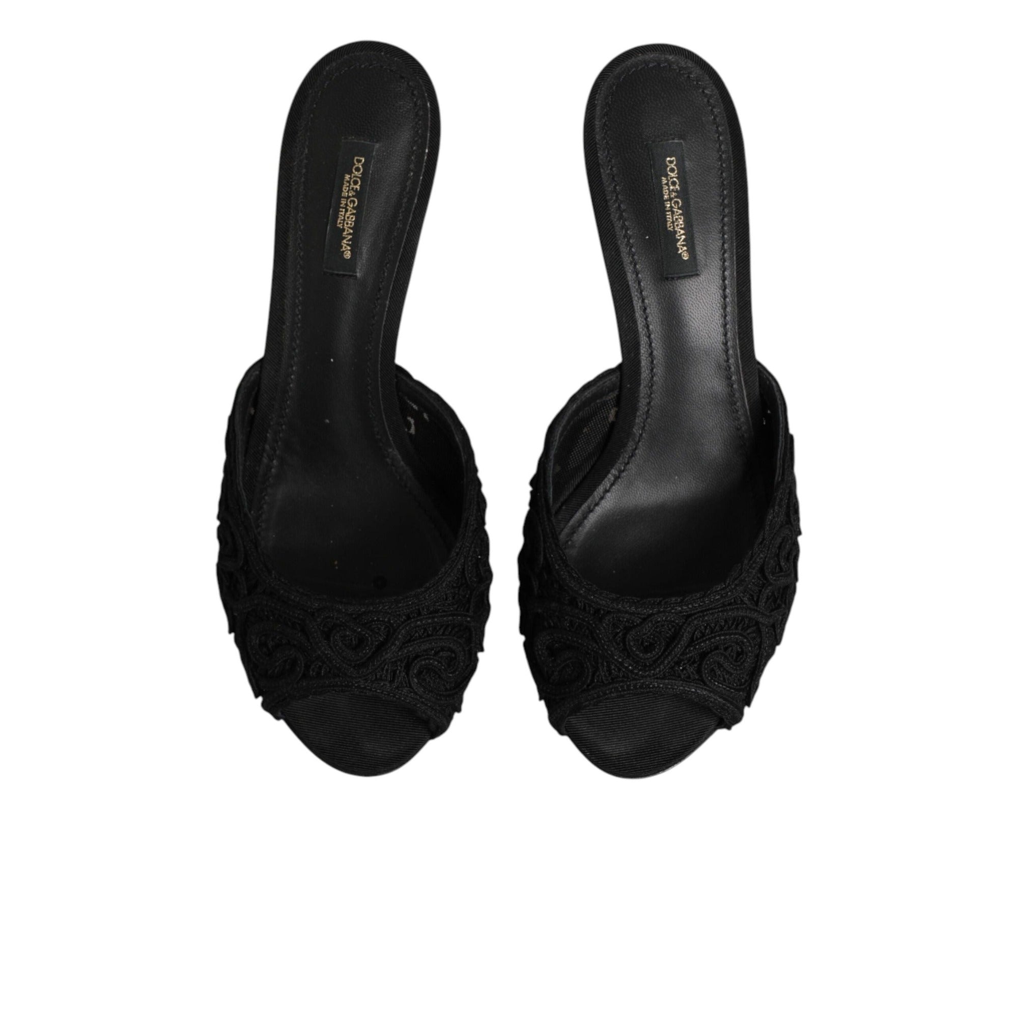 Dolce & Gabbana Papuci cu toc și broderie negri