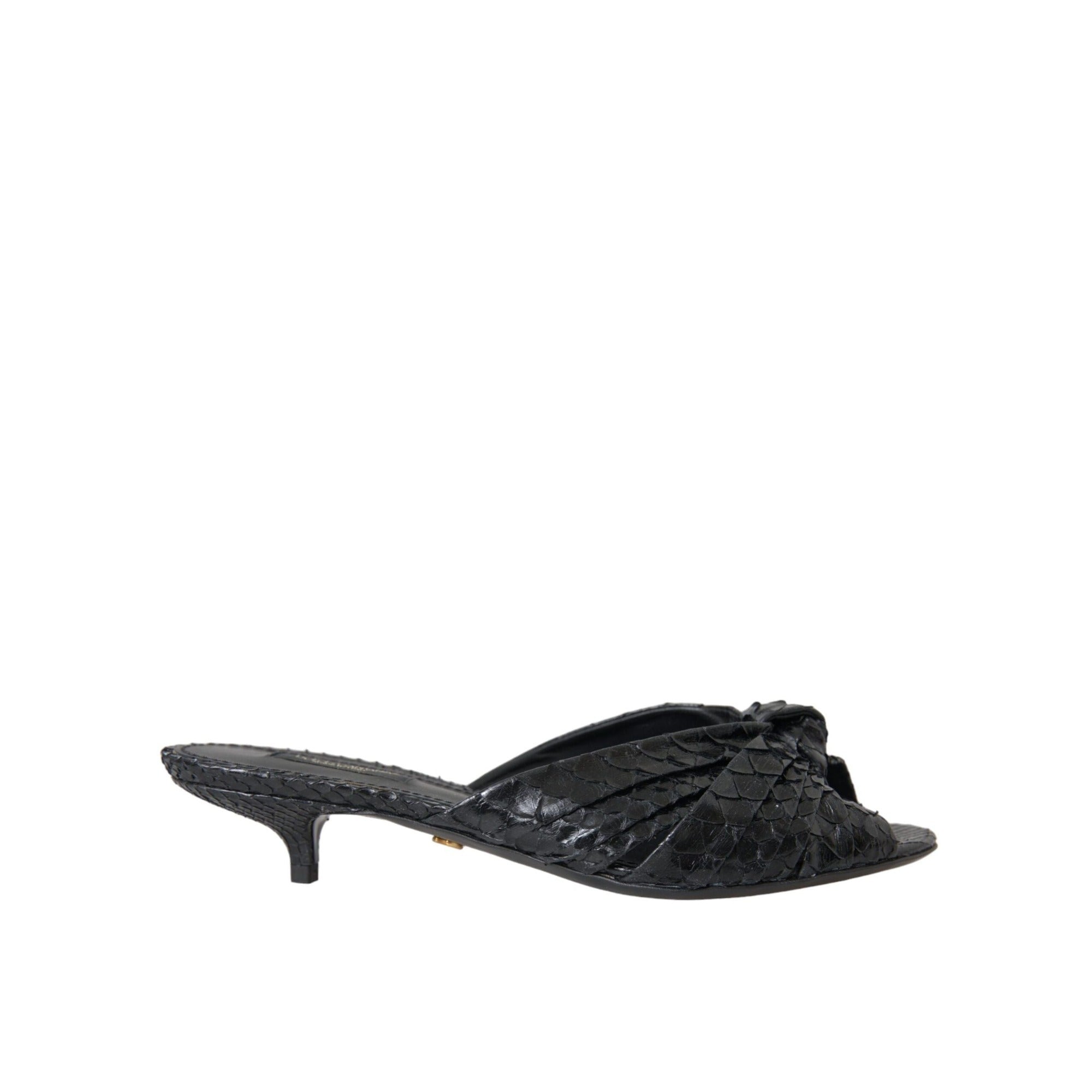 Dolce & Gabbana Papuci cu toc din piele exotică neagră