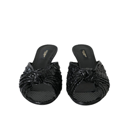Dolce & Gabbana Papuci cu toc din piele exotică neagră