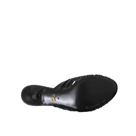 Dolce & Gabbana Papuci cu toc din piele exotică neagră