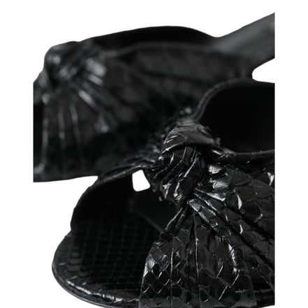 Dolce & Gabbana Papuci cu toc din piele exotică neagră