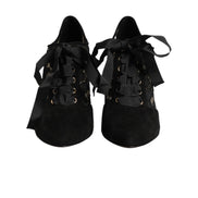 Dolce & Gabbana Black Floral Lace-Up Pumps
