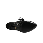 Dolce & Gabbana Black Floral Lace-Up Pumps