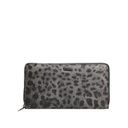 Portofel Continental Dolce & Gabbana Negru Gri Leopard Piele cu Fermoar Pe Toată Lungimea