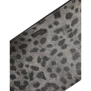 Portofel Continental Dolce & Gabbana Negru Gri Leopard Piele cu Fermoar Pe Toată Lungimea