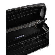 Portofel Continental Dolce & Gabbana Negru Gri Leopard Piele cu Fermoar Pe Toată Lungimea