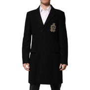Dolce & Gabbana Black Heraldic Patch Single Breasted Blazer Jacket