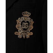 Dolce & Gabbana Black Heraldic Patch Single Breasted Blazer Jacket