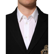 Dolce & Gabbana Black Heraldic Patch Single Breasted Blazer Jacket