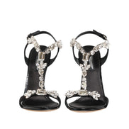 Sandale cu toc din cristale negre Keira Dolce & Gabbana