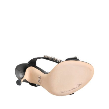 Sandale cu toc din cristale negre Keira Dolce & Gabbana