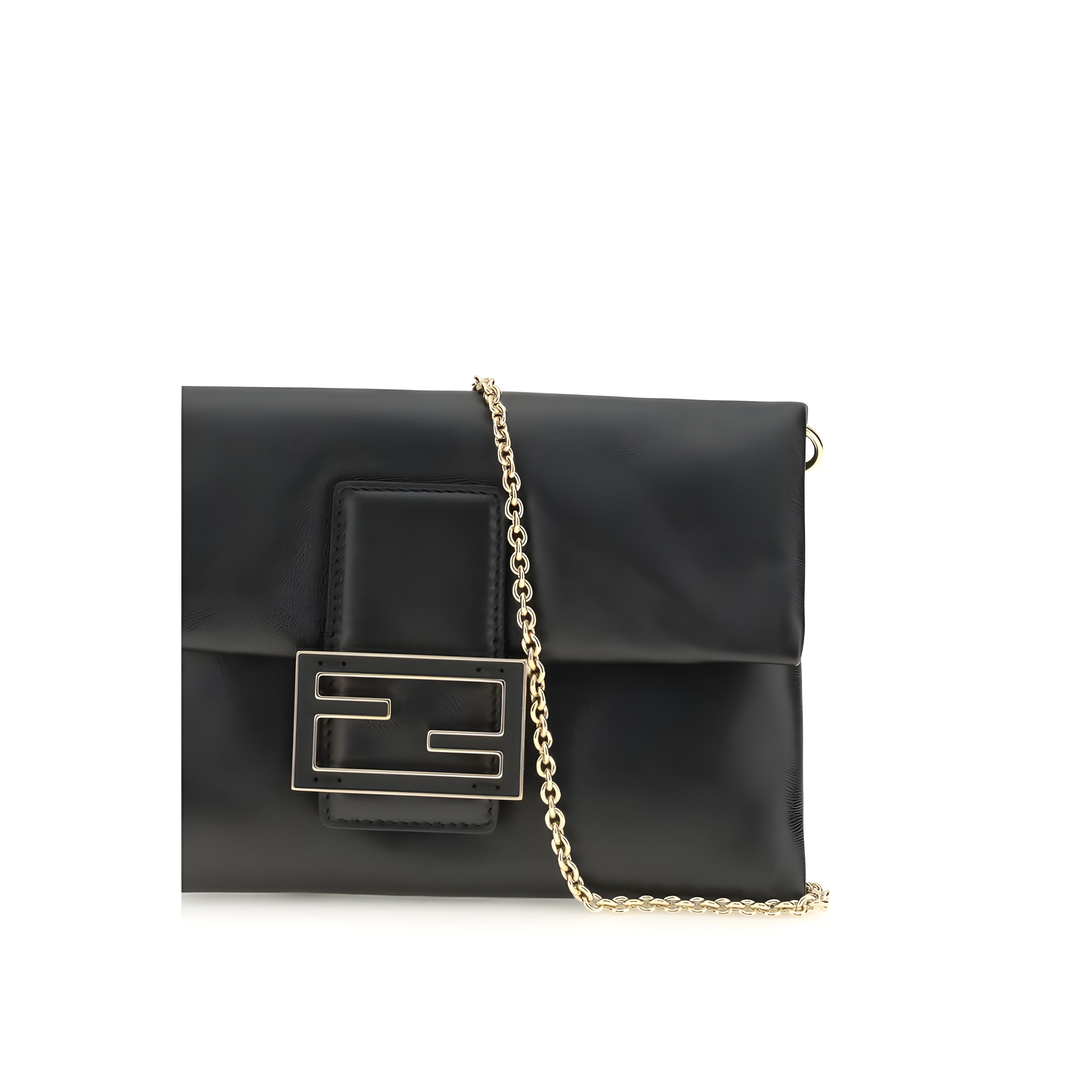 Fendi Black Leather Clutch Bag