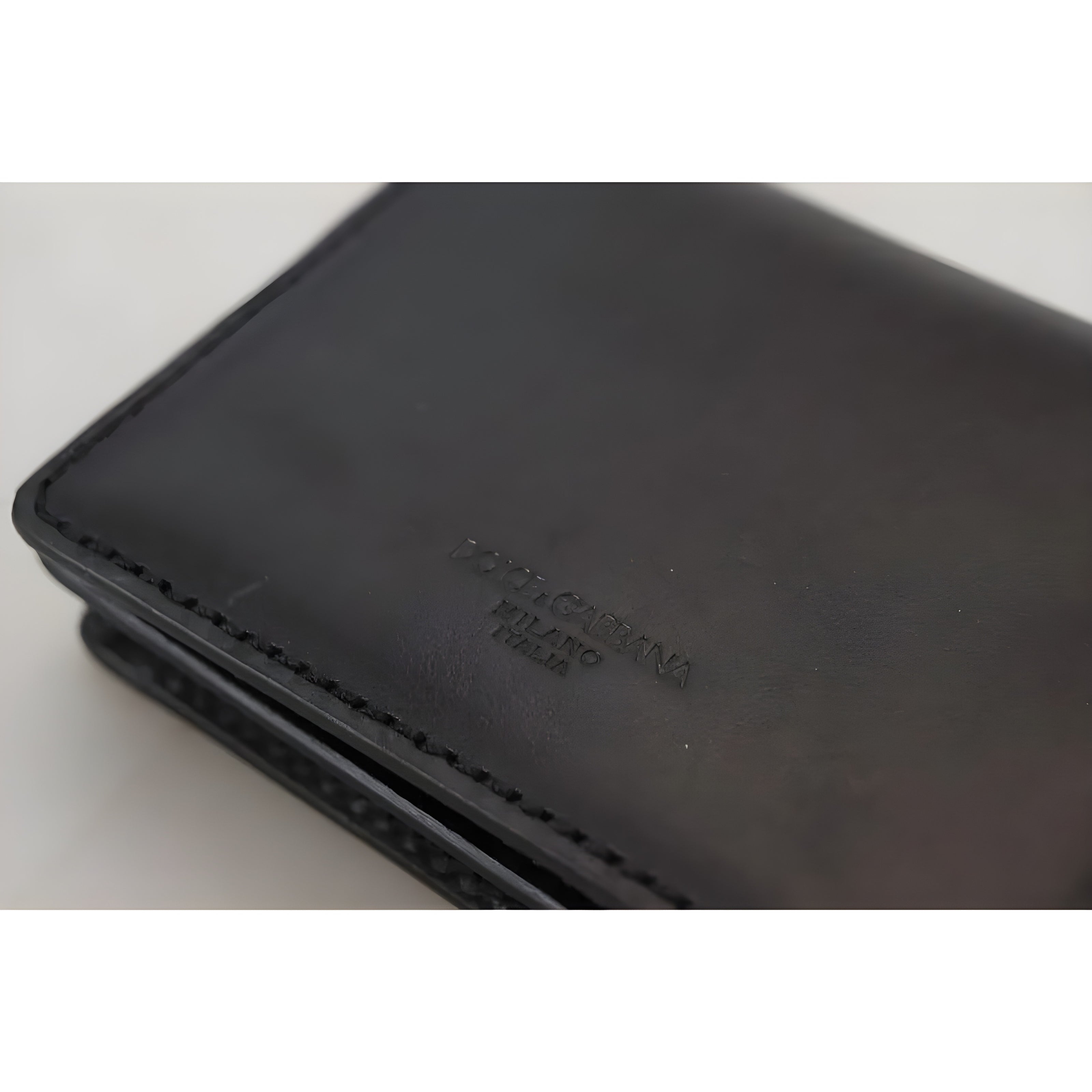 Dolce & Gabbana Black Leather Bifold Shoulder Sling Wallet