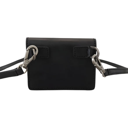 Dolce & Gabbana Black Leather Bifold Shoulder Sling Wallet