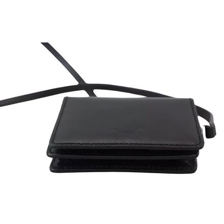 Dolce & Gabbana Black Leather Bifold Shoulder Sling Wallet