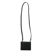 Portofel Dolce & Gabbana negru din piele cu clapetă dublă, tip poșetă de umăr