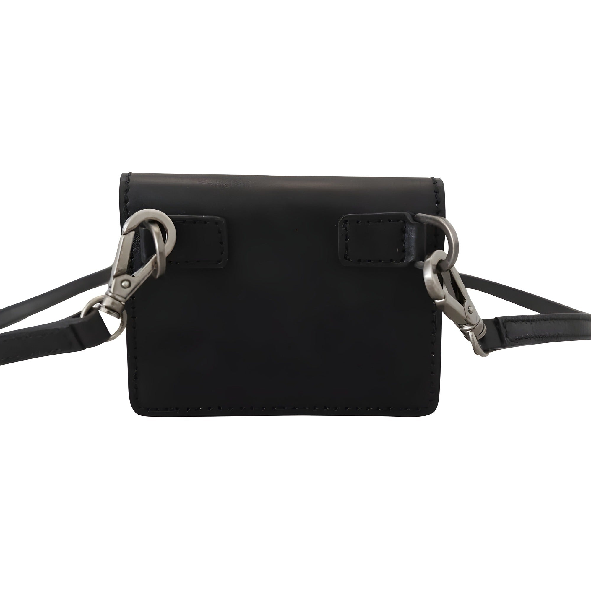 Portofel Dolce & Gabbana negru din piele cu clapetă dublă, tip poșetă de umăr
