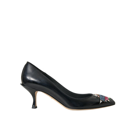 Dolce & Gabbana Black Leather BOOM Patch Pumps