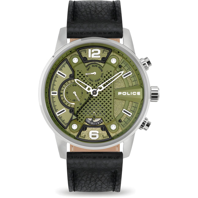 Police Black Leather Bracelet Watch