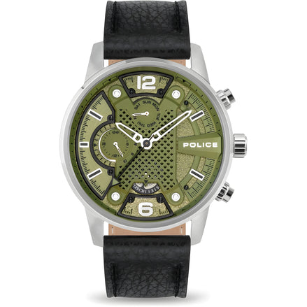 Police Black Leather Bracelet Watch