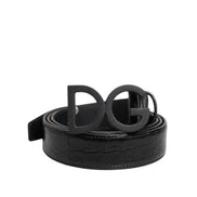 Curea Dolce & Gabbana din piele neagră cu cataramă clasică metalică DG