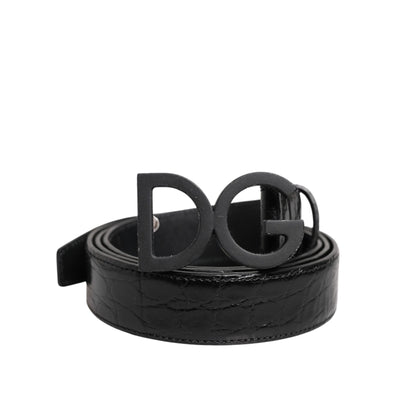 Curea Dolce & Gabbana din piele neagră cu cataramă clasică metalică DG