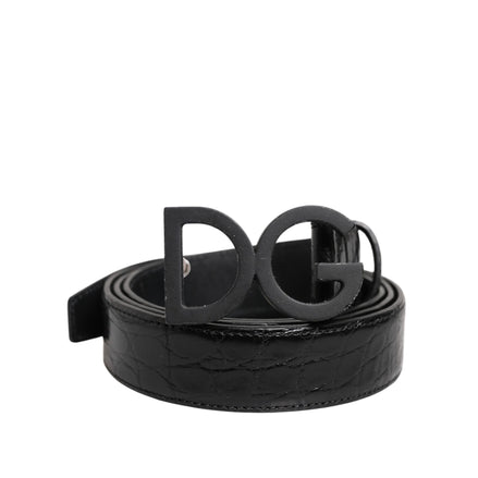 Curea Dolce & Gabbana din piele neagră cu cataramă clasică metalică DG