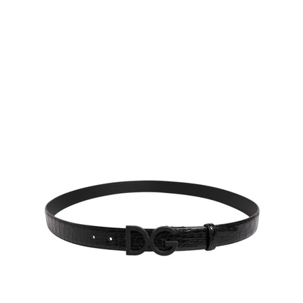 Curea Dolce & Gabbana din piele neagră cu cataramă clasică metalică DG