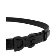 Curea Dolce & Gabbana din piele neagră cu cataramă clasică metalică DG