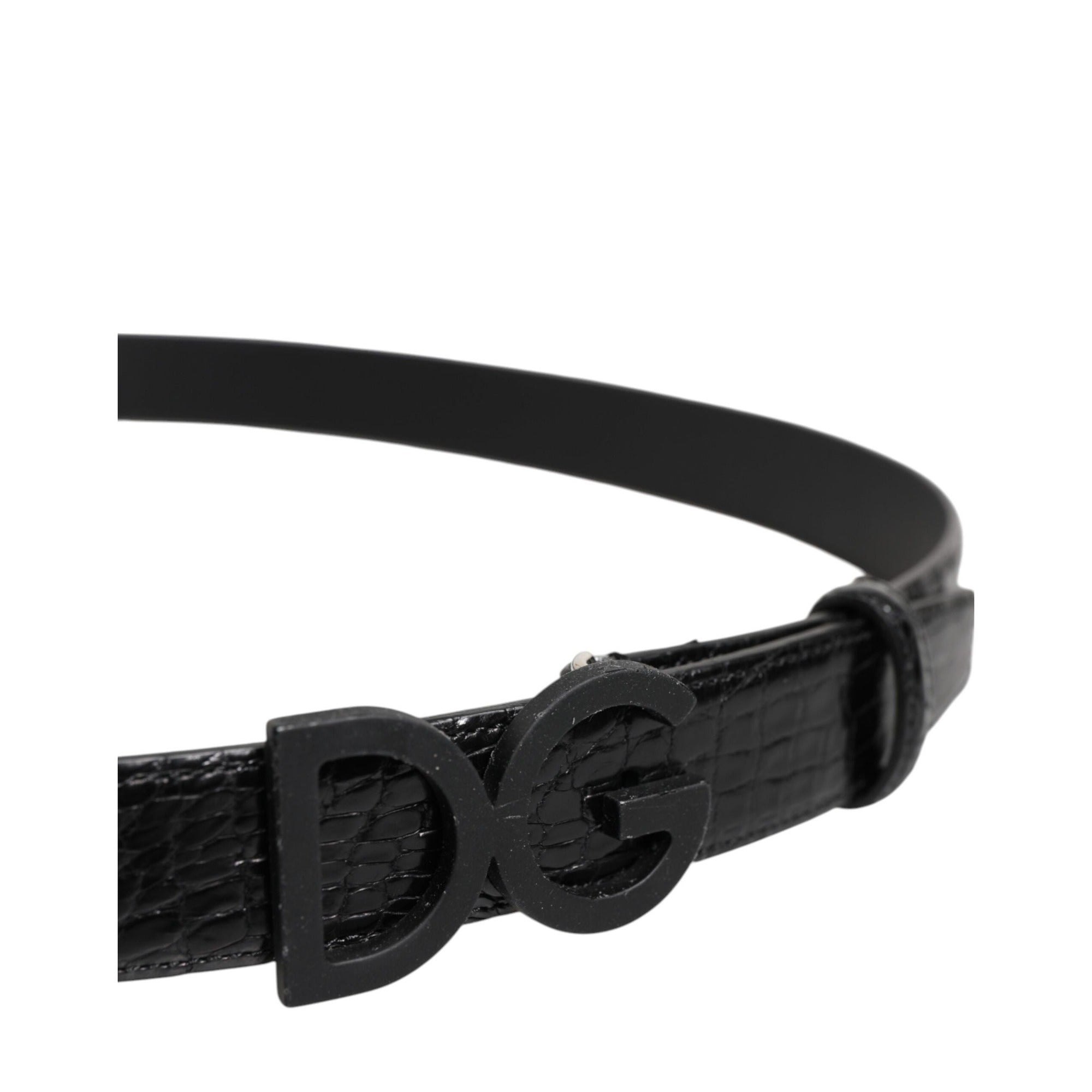 Curea Dolce & Gabbana din piele neagră cu cataramă clasică metalică DG