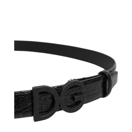 Curea Dolce & Gabbana din piele neagră cu cataramă clasică metalică DG