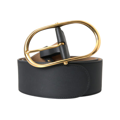 Dolce & Gabbana Black Leather Classic Oval Buckle Belt