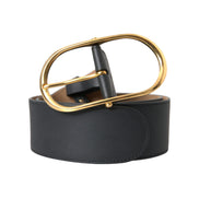 Dolce & Gabbana Black Leather Classic Oval Buckle Belt